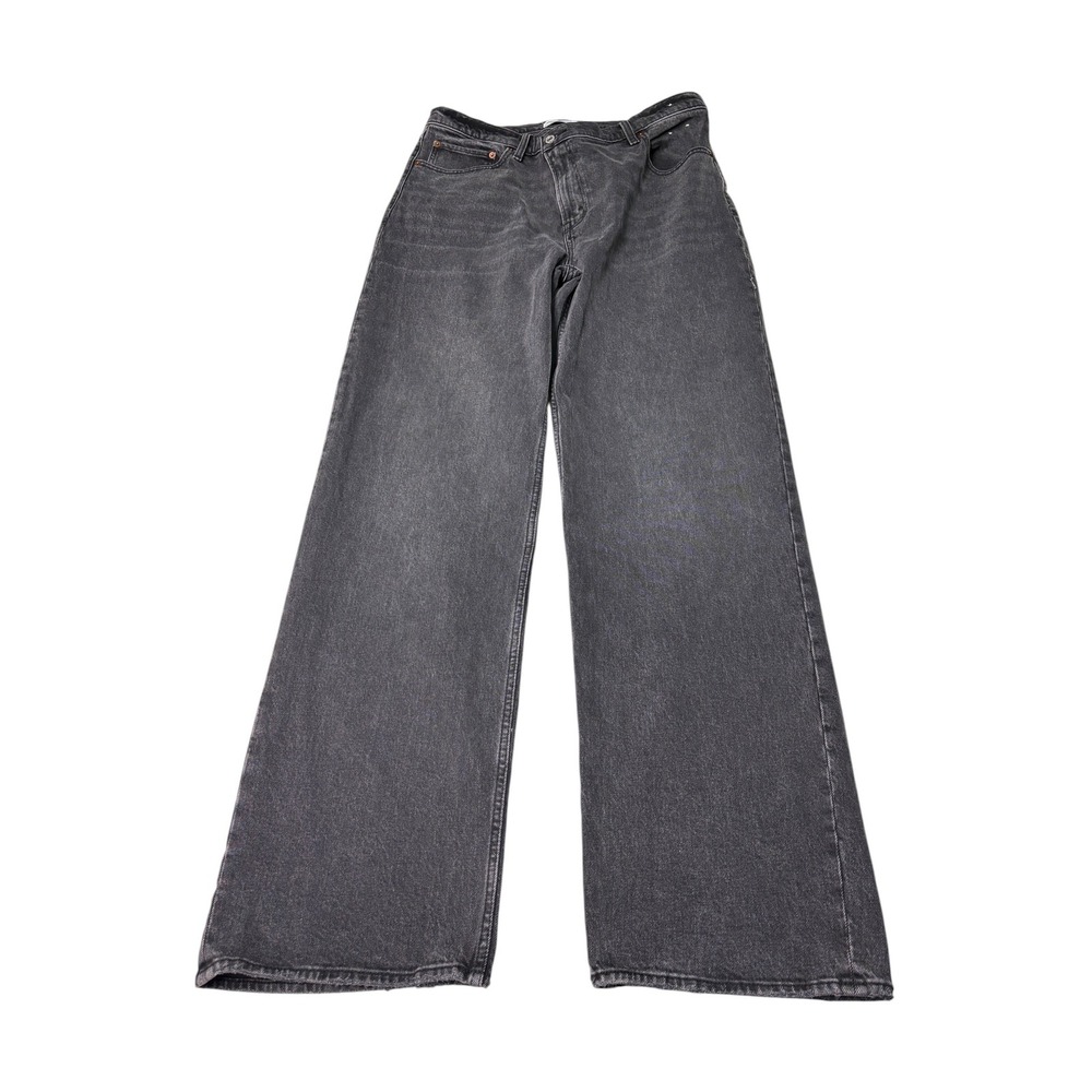 Abercrombie & Fitch 90s Relaxed Jean High Rise Washed Black Womens 32 14XL L34